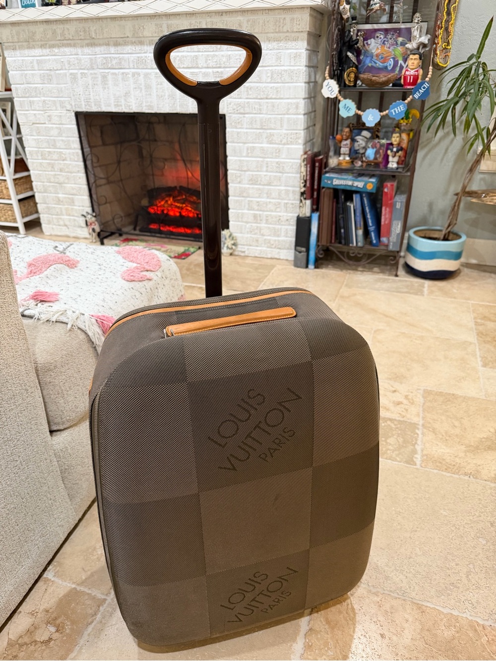 Louis Vuitton Brown Checkered Carry-On with Tan Trim Vintage Luxury - Picture 2 of 12